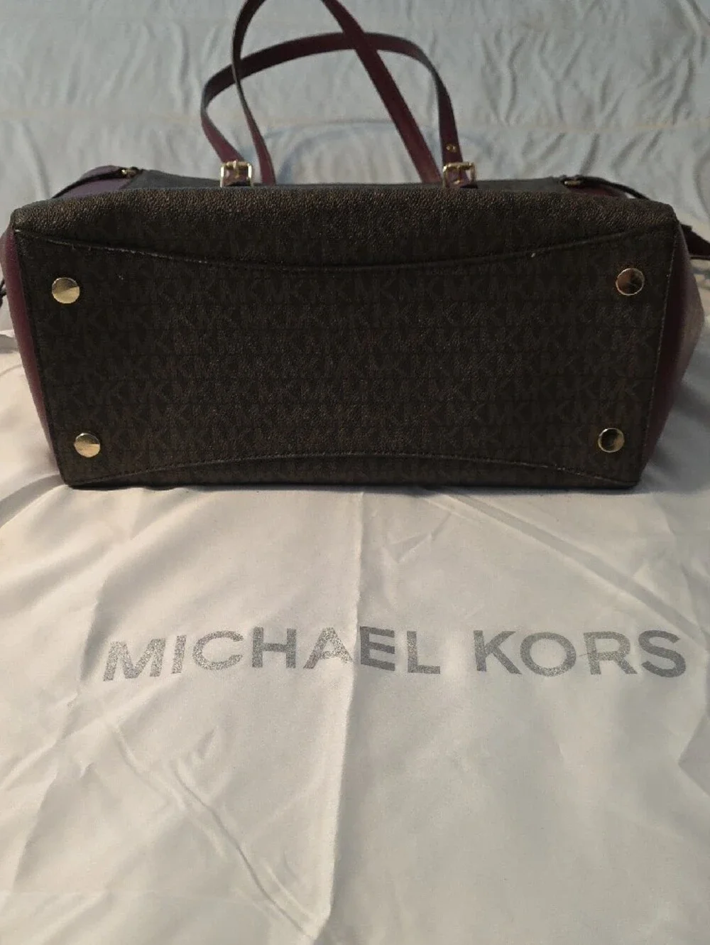 Michael Kors Brown and Burgundy Signature Tote